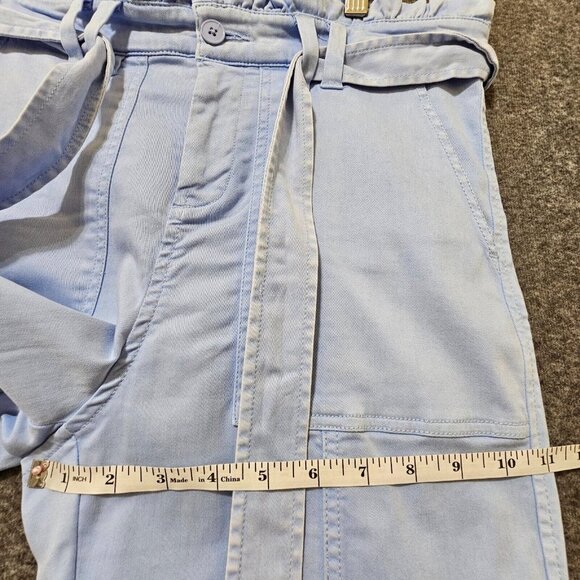 Crown & Ivy Trouser Pants Womens Size 8 Cotton Blend Light Blue Tapered Belted - Picture 13 of 16